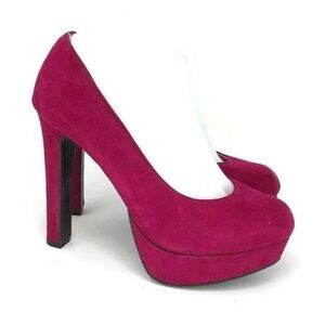 Used Mossimo Womens Red Suede Platform High Heel Pumps Round Toe Size 8